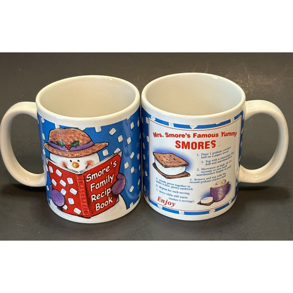 Houston Harvest Smores Family Recipe 2 Mugs/Cups Cocoa Coffee Christmas Snowman - Picture 1 of 12
